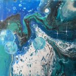 Blaue Planeten - 25 x 30 cm - Acryl auf Leinwand - Sandra Lederer 2025