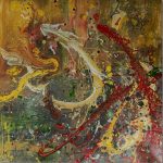Drunky Dragons - 120 x 120 cm - Acryl mit Strukturen auf Leinwand - Sandra Lederer 2020