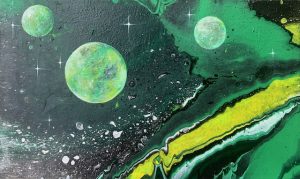 Green Galaxy - 30 x 50 cm - Acryl auf Leinwand - Sandra Lederer 2025 