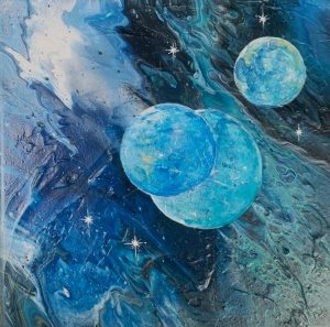 Indigo Horizon - 20 x 20 cm - Acryl auf Leinwand - Sandra Lederer 2025