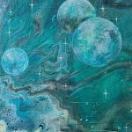 3 Planeten - 20 x 20 cm - Acryl auf Leinwand - Sandra Lederer 2025