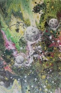 Galaxie - 120 x 80 cm - Acryl mit Strukturen auf Leinwand - Sandra Lederer 2023