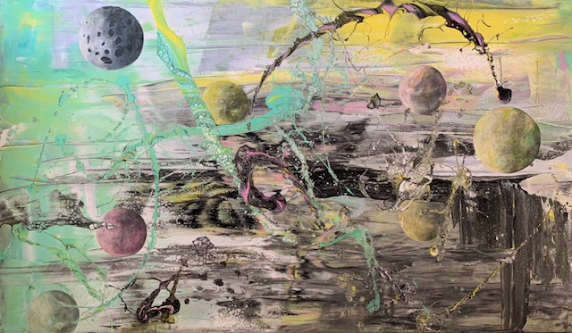 Planeten - 110 x 190 cm - Acryl auf Leinwand - Sandra Lederer 2021 