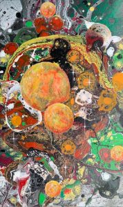 Universum - 50 x 30 cm - Acryl mit Strukturen auf Leinwand - Sandra Lederer 2025
