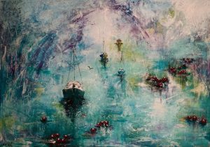 fairytale lake - 70 x 100 cm - Acryl/Öl mit Strukturen auf Leinwand - Sandra Lederer 2018 