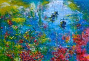 sailing dream - 100 x 140 cm - Acryl/Öl mit Strukturen auf Leinwand - Sandra Lederer 2019 