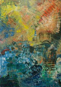 Gesteinswelle - 100 x 70 cm - Acryl auf Leinwand (geklebt auf Holzplatte) - Sandra Lederer 2025 