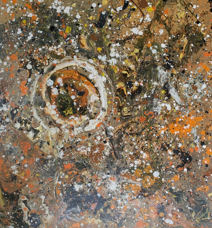 Herbstflimmern - 120 x 110 cm - Acryl auf Leinwand (auf Holzplatte geklebt) - Sandra Lederer 2025 