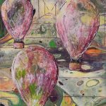 Kleine Ballons auf Reisen - 24 x 18 cm - Acryl/Farbstift auf Leinwand - Sandra Lederer 2023