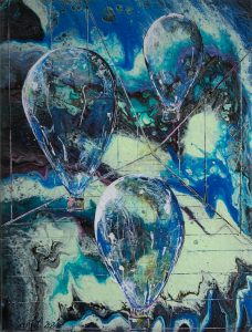 Kleine Ballons - 24 x 18 cm - Acryl/Farbstift auf Leinwand - Sandra Lederer 2021