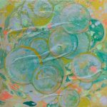 Kreisende Angelegenheit 1 - 20 x 20 cm - Acryl mit Strukturen auf Leinwand - Sandra Lederer 2022