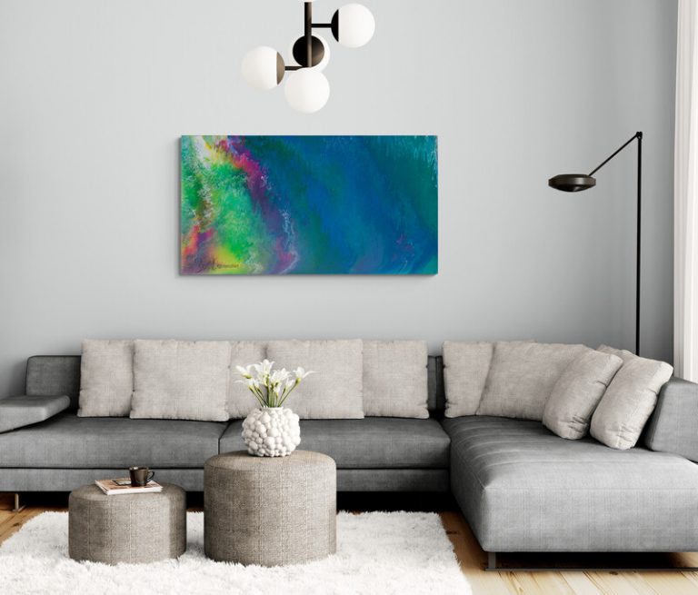 abstraktes Acrylgemälde in blau