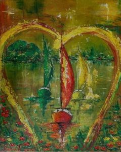 My heart is sailing 2 - 50 x 40 cm - Acryl/Öl mit Strukturen auf Leinwand - Sandra Lederer 2019