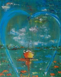 My heart is sailing - 50 x 40 cm - Acryl/Öl mit Strukturen auf Leinwand - Sandra Lederer 2019