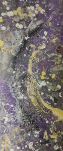 Purple Universe 2 - 70 x 30 cm - Acryl mit Strukturen und Druckfarben auf Leinwand - Sandra Lederer 2024 