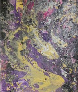 Purple Universe 3 - 60 x 50 cm - Acryl mit Strukturen und Druckfarben auf Leinwand - Sandra Lederer 2024 
