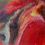 Red Galaxy - 80 x 80 cm - Acryl mit Strukturen auf Leinwand - Sandra Lederer 2023