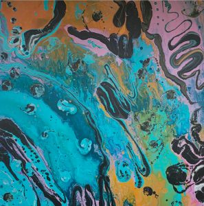 Schlangenstrudel - 100 x 100 cm - Acryl auf Leinwand - Sandra Lederer 2021 
