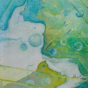 Schwerelos mit Farbstau - 20 x 20 cm - Acryl auf Leinwand - Sandra Lederer 2022