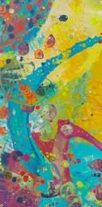 Stranger in the sky - 100 x 50 cm - Acryl / Neonfarben auf Leinwand - Sandra Lederer 2024 
