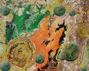 Ferne Welten - 40 x 50 cm - Acryl mit Strukturen auf Leinwand - Sandra Lederer 2025