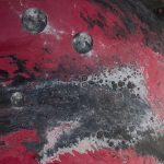 Red Cadmium Galaxy - 80 x 80 cm - Acryl mit Strukturen auf Leinwand - Sandra Lederer 2023
