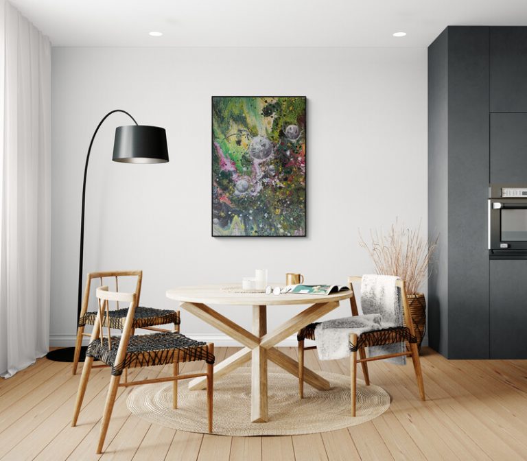 Galaxie - 120 x 80 cm Raumbeispiel - Limitierte Edition 2024 - Fine Art Print auf Holz - 20 Exemplare - Zertifikat inklusive