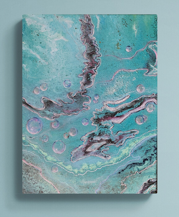 Seifenblasen türkis - 30 x 40 cm - Raumbeispiel