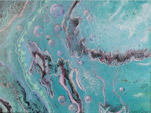 Seifenblasen KL türkis - 30 x 40 cm - Acryl mit Strukturen auf Leinwand - Sandra Lederer 2020