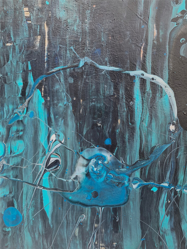 Ocean Battle III - Kollision der Tiefe - 150 cm x 80 cm - Acryl mit Strukturen auf Leinwand - Detailaufnahme