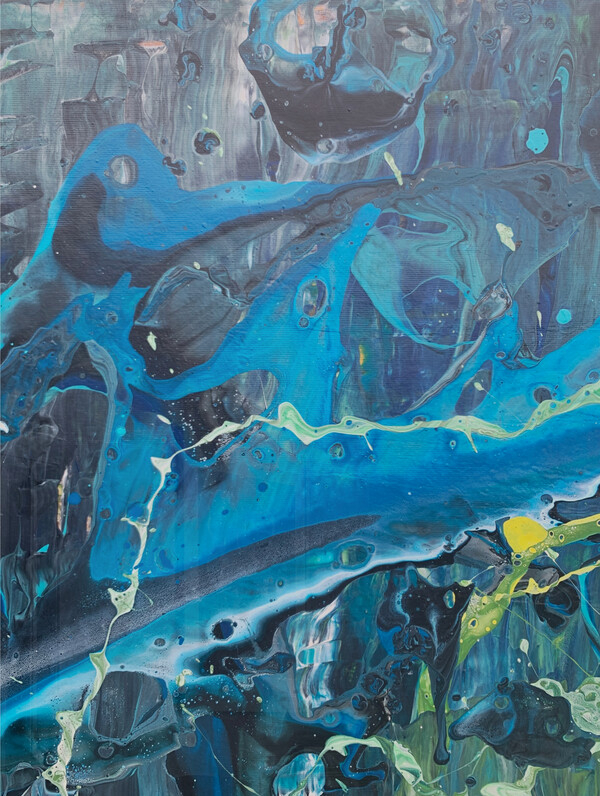 Ocean Battle III - Kollision der Tiefe - 150 cm x 80 cm - Acryl mit Strukturen auf Leinwand - Detailaufnahme