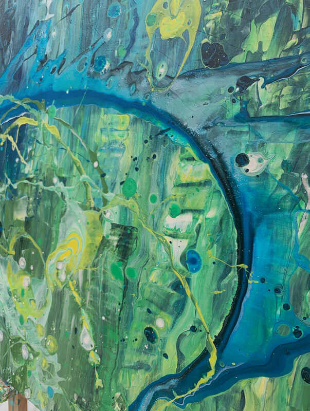 Ocean Battle III - Kollision der Tiefe - 150 cm x 80 cm - Acryl mit Strukturen auf Leinwand - Detailaufnahme