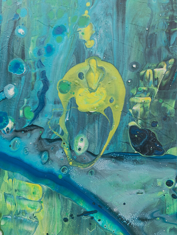 Ocean Battle III - Kollision der Tiefe - 150 cm x 80 cm - Acryl mit Strukturen auf Leinwand - Detailaufnahme