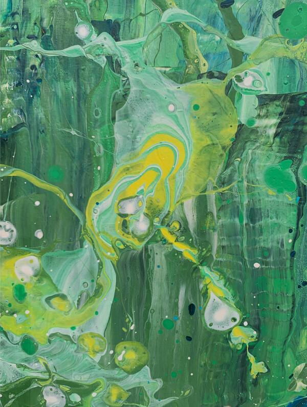 Ocean Battle III - Kollision der Tiefe - 150 cm x 80 cm - Acryl mit Strukturen auf Leinwand - Detailaufnahme