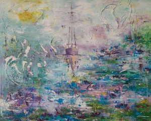 Roseninsel - 40 x 50 cm - Acryl/Öl mit Strukturen auf Leinwand - Sandra Lederer 20219