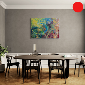 Aufbruch - abstraktes Acrylgemälde in Beere, Blau, Gelb und Weiß - Neonfarben - Herzgewitter und Tagträume - Sandra Lederer - sanslart - Gengenbach, Ortenau, Offenburg, ARTist Gengenbach/Obernai