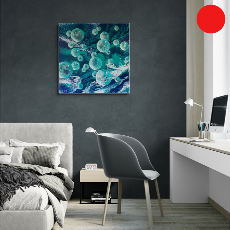 Bubble Dream - abstraktes Acrylgemälde in Blau und Grün - Ballons und Seifenblasen - Sandra Lederer - sanslart - Gengenbach - Ortenau - Offenburg - ARTist Gengenbach/Obernai