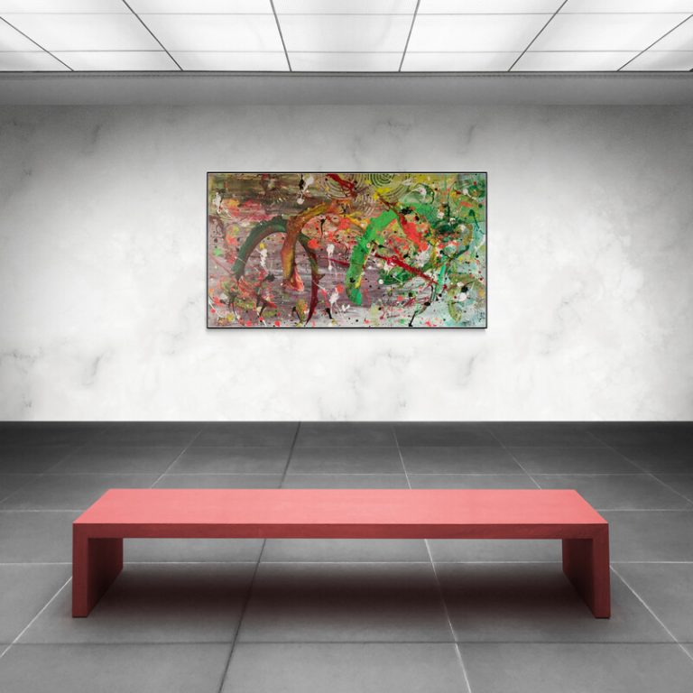 Drachentanz 2- abstraktes Acrylgemälde in Grün, Gelb, Rottönen, Schwarz und Weiß Fabeln, Farben, Fantasie - Sandra Lederer - sanslart - Gengenbach - Ortenau - Offenburg - ARTist Gengenbach/Obernai
