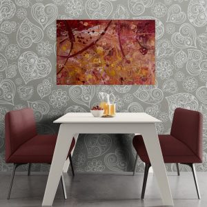 Kismet - abstraktes Acrylgemälde in Beere, Rot Gelb, Gold und Weiß - Herzgewitter und Tagträume - Sandra Lederer - sanslart - Gengenbach, Ortenau, Offenburg, ARTist Gengenbach/Obernai