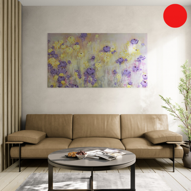Königinnen des Wassers - abstraktes Acrylgemälde in Flieder, Lila, Gelb und Weiß Impressionen von Boot und Blüte - Sandra Lederer - sanslart - Gengenbach - Ortenau - Offenburg - ARTist Gengenbach/Obernai