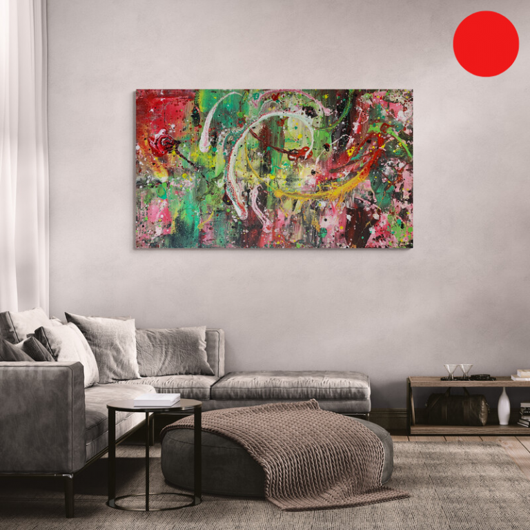 crazy jungle - abstraktes Acrylgemälde in Rot, Gelb, Grün, Schwarz und Weiß Fabeln, Farben, Fantasie - Sandra Lederer - sanslart - Gengenbach - Ortenau - Offenburg - ARTist Gengenbach/Obernai