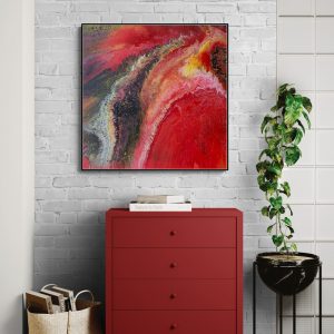 Red Galaxy - abstraktes Acrylgemälde in Rot, Gelb, Beere, Pink, Schwarz und Weiß - Planeten und Galaxien - Sandra Lederer - sanslart - Gengenbach - Ortenau - Offenburg - ARTist Gengenbach Obernai