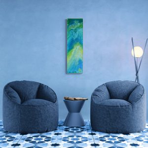 Strömung - abstraktes Acrylgemälde in Blau und Gelb, Meeresmacht und Inselträume - Sandra Lederer - sanslart - Gengenbach - Ortenau - Offenburg