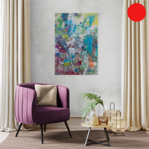 Tropical Breeze - abstraktes Acrylgemälde in Lila, Blau, Gelb, Schwarz und Weiß, Neonfarben Fabeln, Farben, Fantasie - Sandra Lederer - sanslart - Gengenbach - Ortenau - Offenburg - ARTist Gengenbach/Obernai